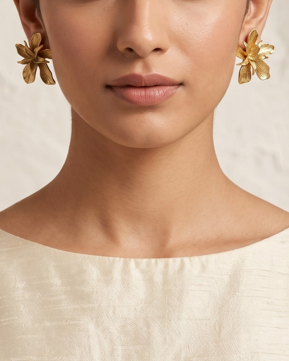 Solfira Flora Stud Earrings - Model Worn Shot