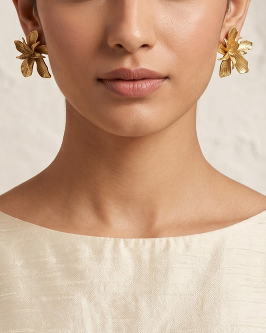 Solfira Flora Stud Earrings - Model Worn Shot