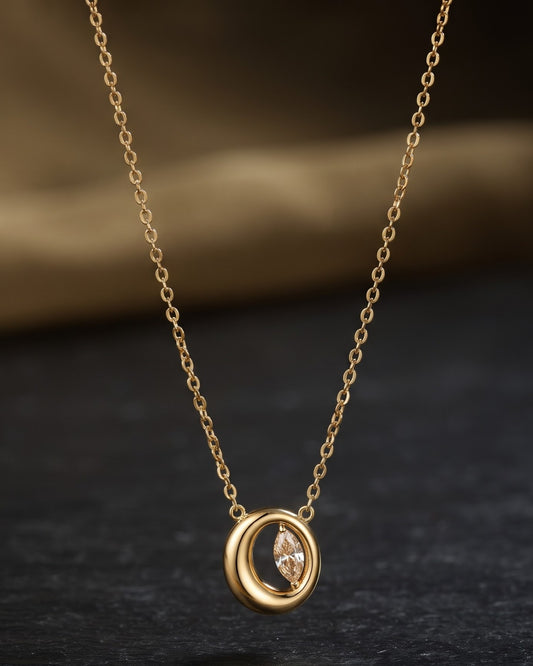 Solenya Oval Halo Pendant Necklace - Hero shot