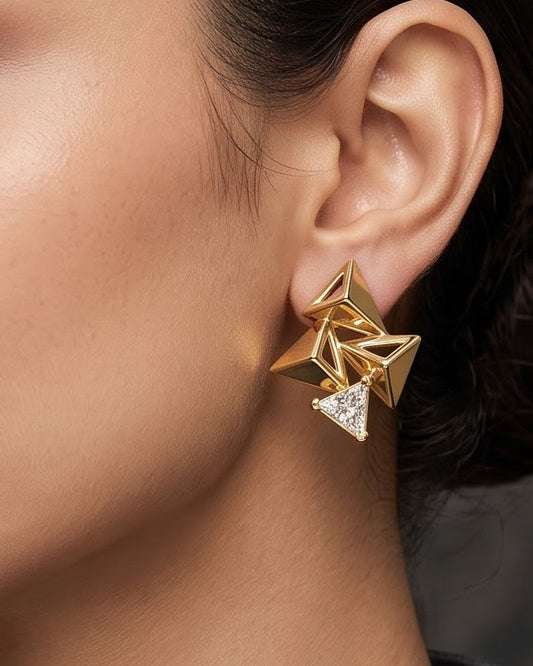 Solvatra Facet Stud Earrings - Model Worn Shot