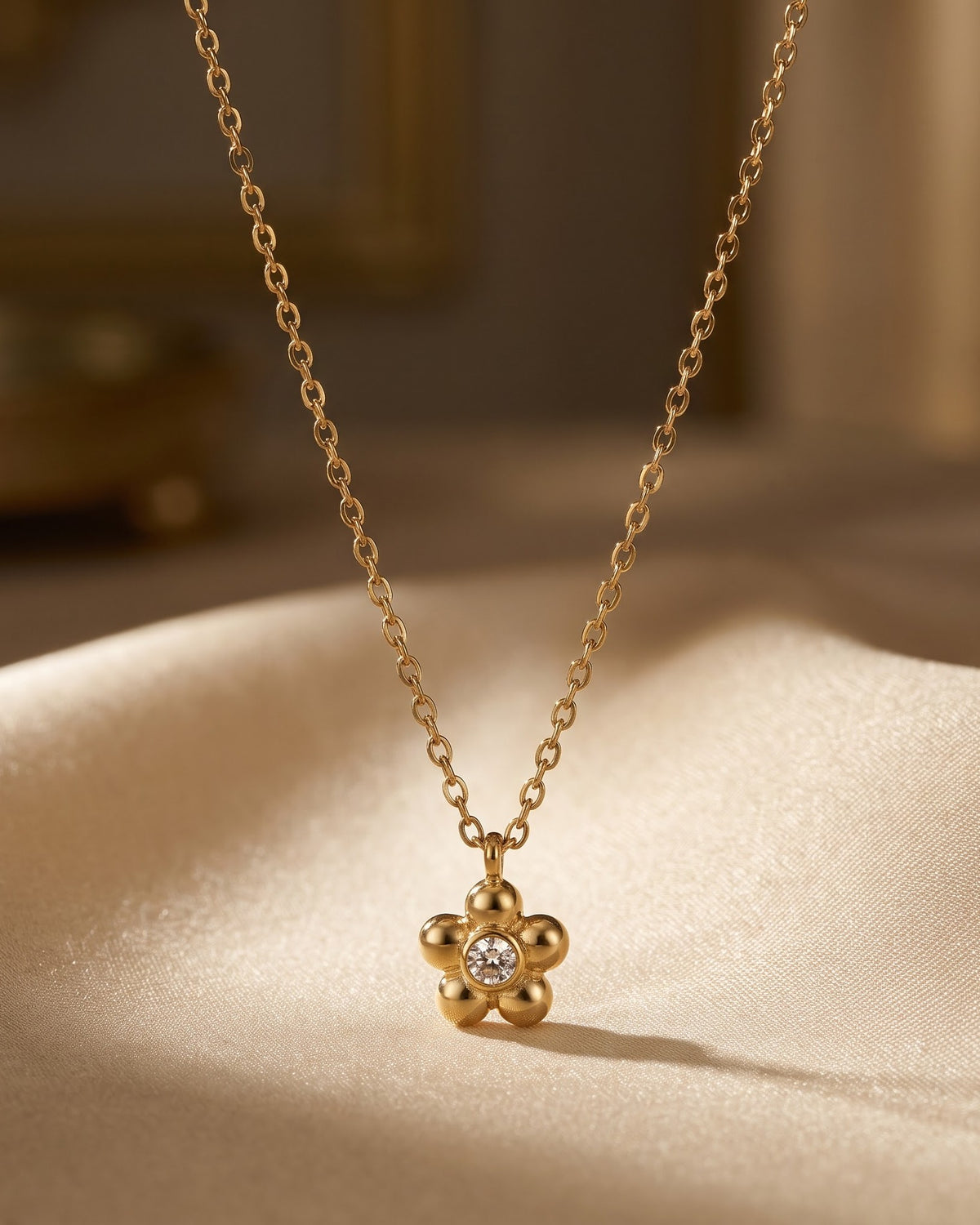 Soleen Petite Flower Pendant Necklace - Hero shot