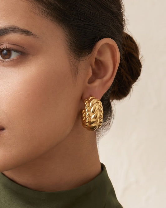 Solventa Rope Hoop Earrings - Model Worn Shot