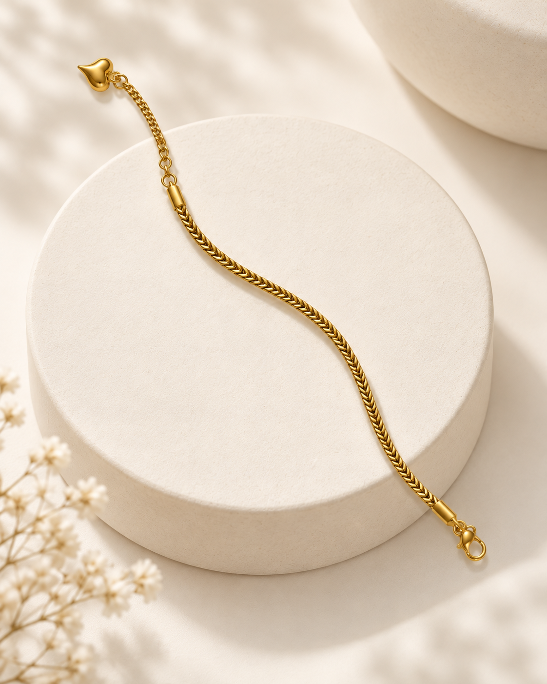 Solyka Heart Charm Chain Bracelet — cinematic shot