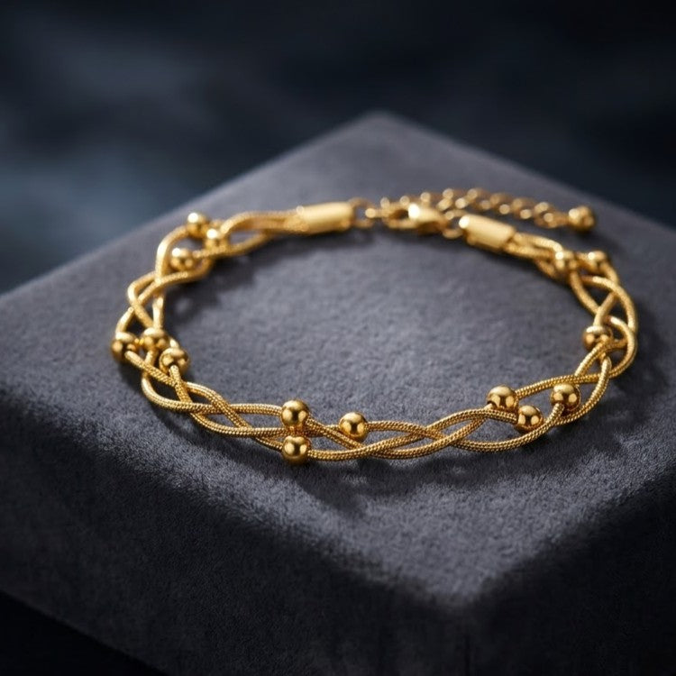 Solvora Woven Trio Chain Bracelet — close-up detail