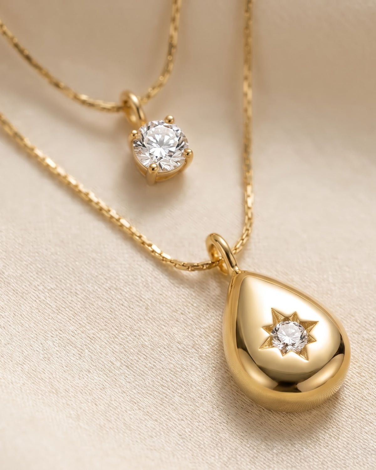 Solvyra Layered Teardrop Pendant Necklace - Cinematic shot