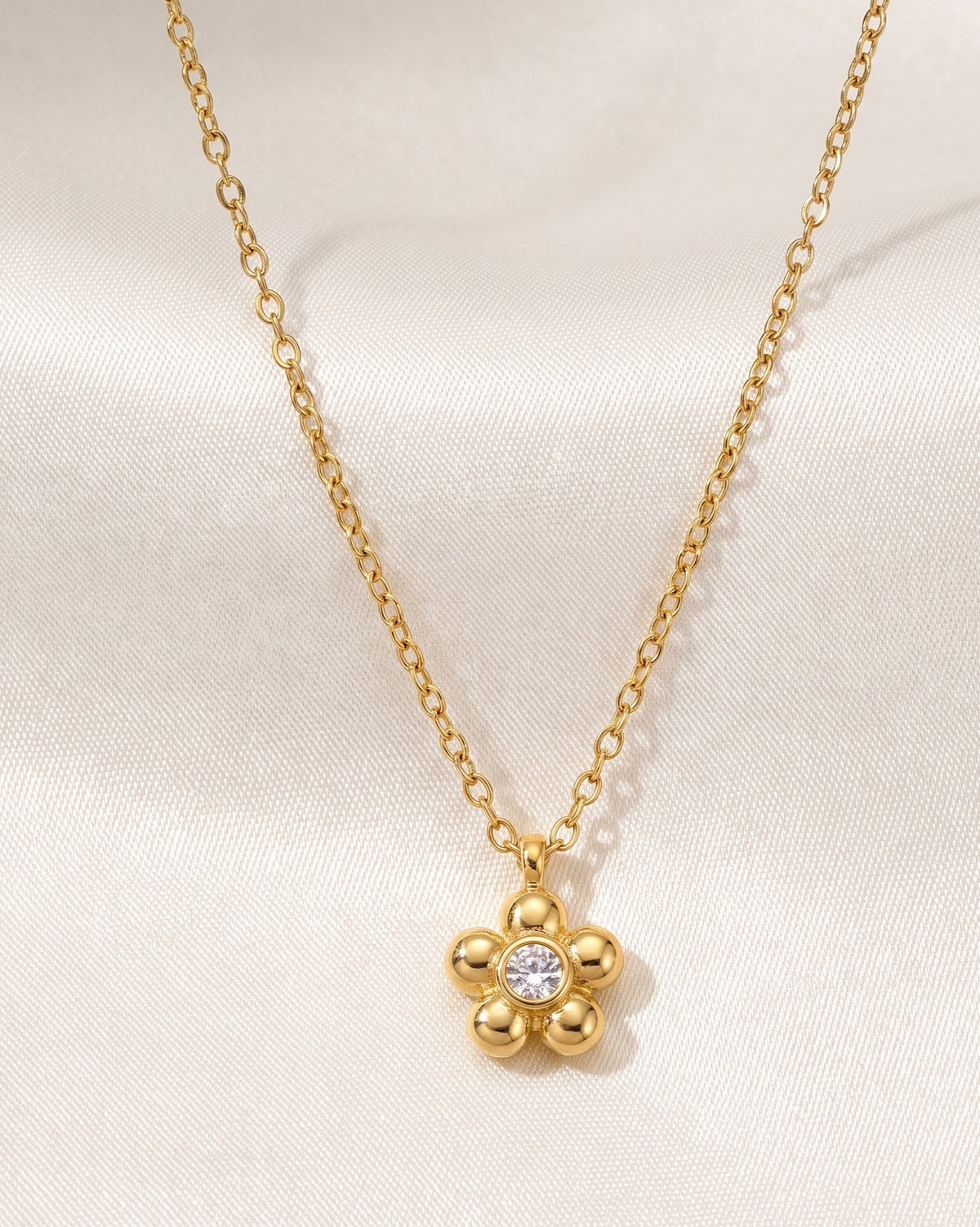 Soleen Petite Flower Pendant Necklace - Close-up detail