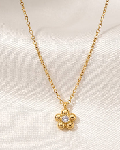 Soleen Petite Flower Pendant Necklace - Close-up detail