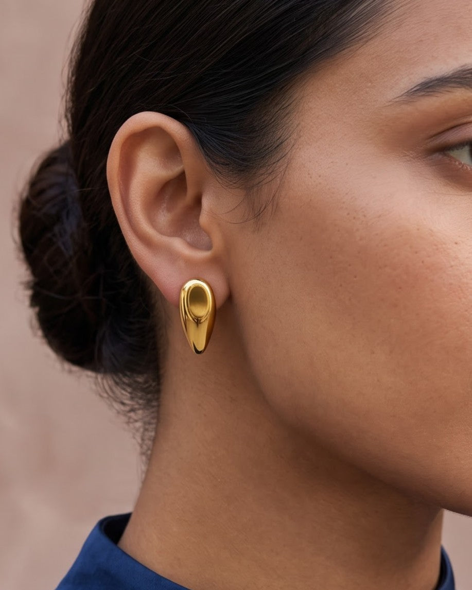 Solunea Teardrop Stud Earrings - Worn Shot
