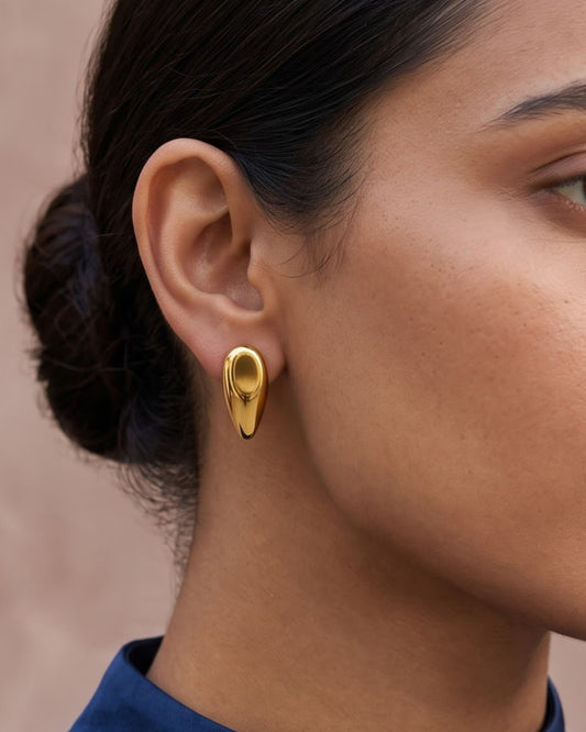 Solunea Teardrop Stud Earrings - Worn Shot