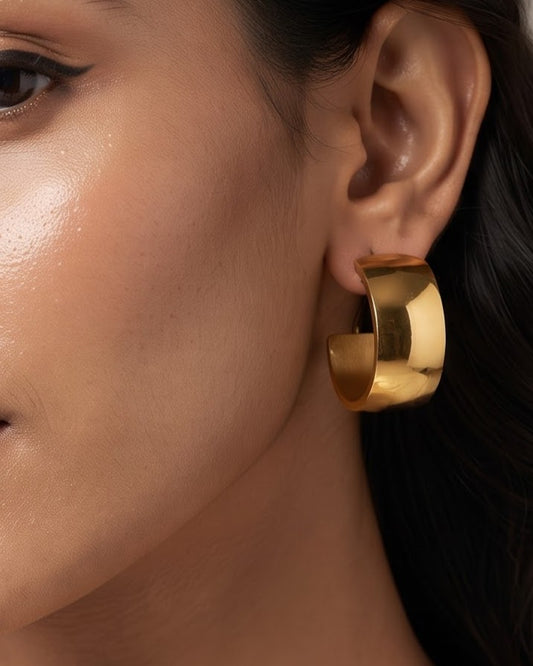 Solyara Wide Hoop Earrings - Model / Worn Shot