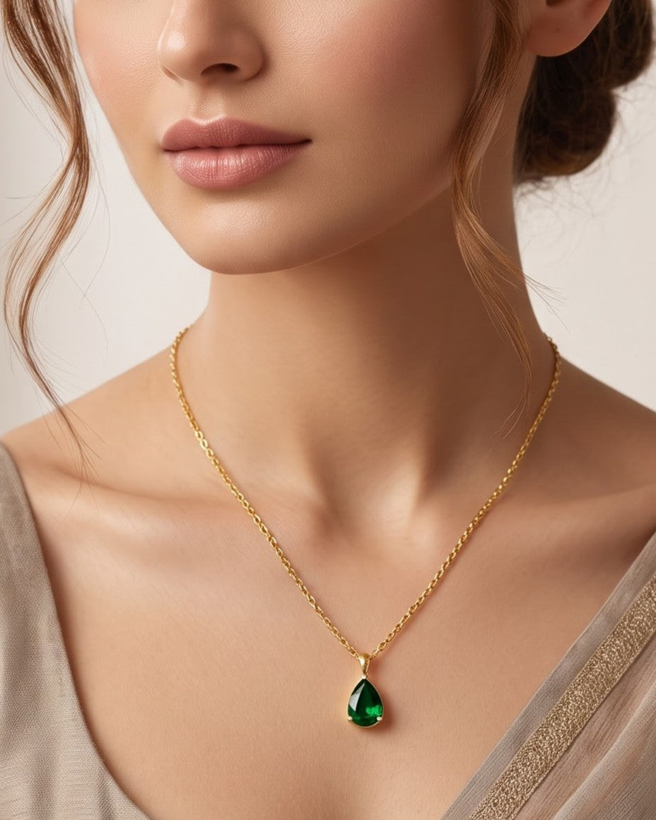 Solesa Verdant Drop Pendant Necklace – Model/Worn Shot