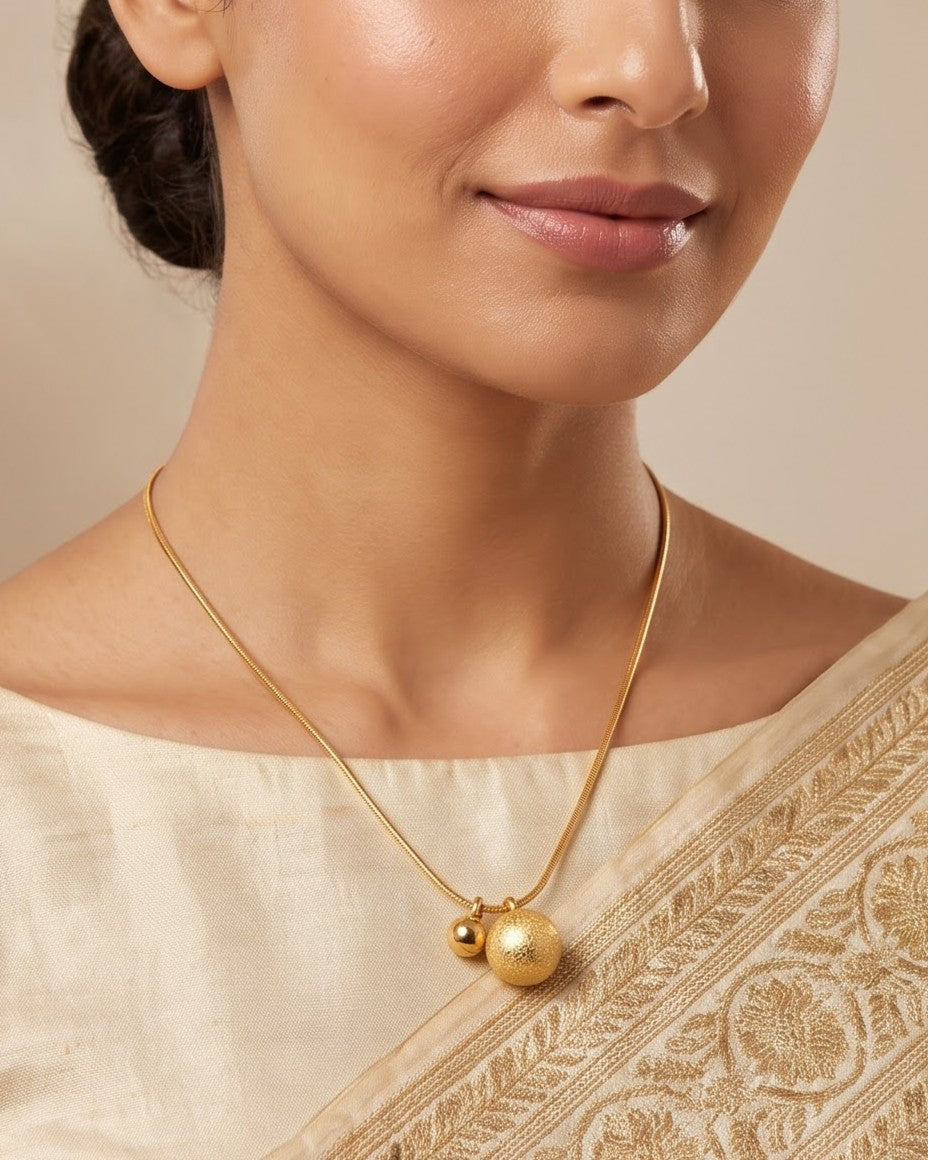 Solmona Duo Orb Pendant Necklace – Model/Worn Shot
