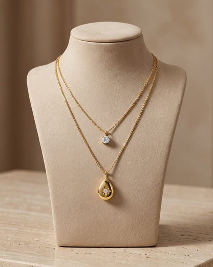 Solvyra Layered Teardrop Pendant Necklace - Display shot