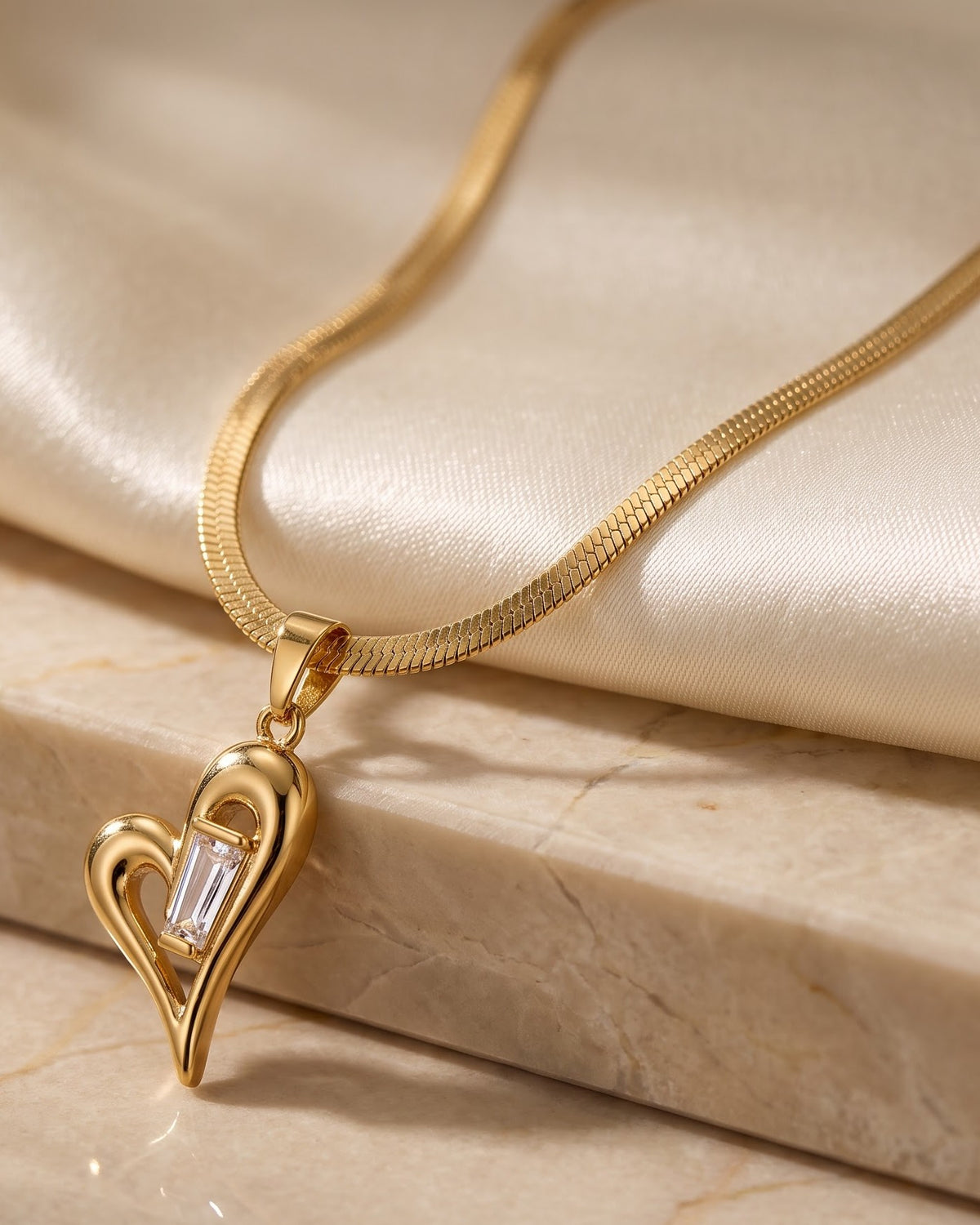 Solyse Sculpted Heart Pendant Necklace - Close-up detail