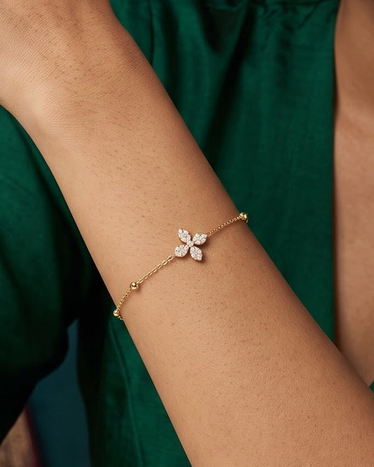 Solrina Flower Charm Chain Bracelet - Model Worn Shot