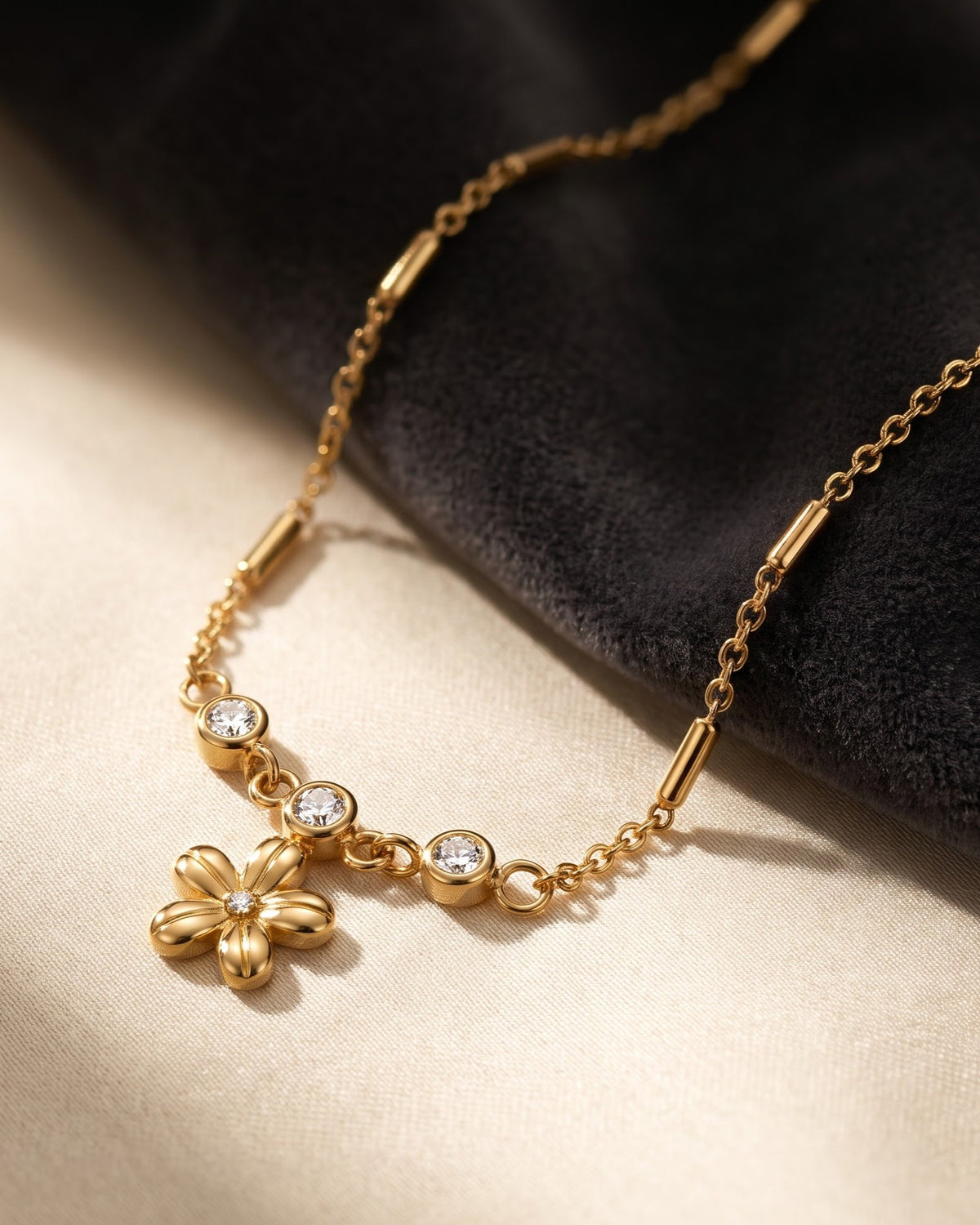Solreka Trio Stone Chain Necklace – Hero Shot