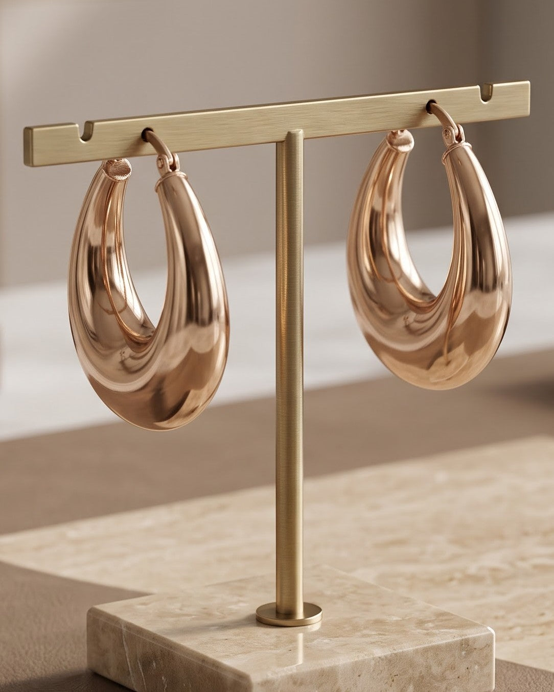 Solveka Dome Hoop Earrings - Stand Display Shot