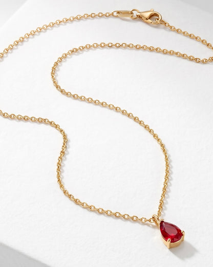 Solvina Crimson Drop Pendant Necklace – Close-up Shot
