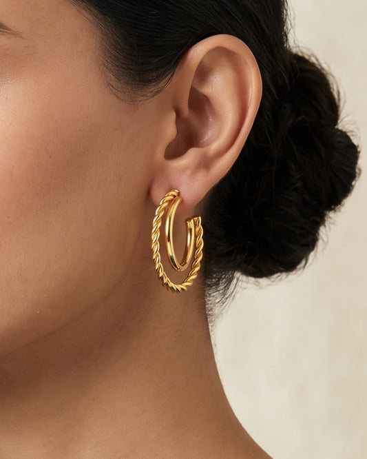 Solnari Twist Stud Earrings - Worn Shot