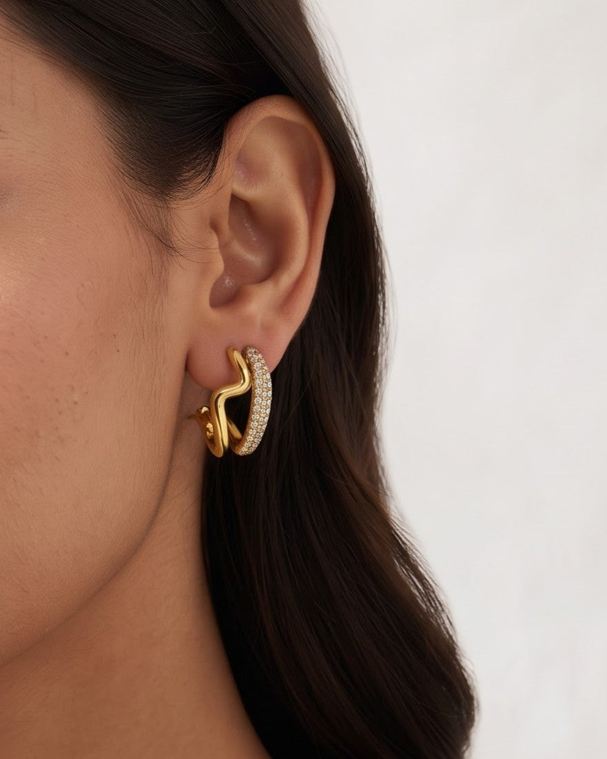 Soltavi Zigzag Stud Earrings - Worn Shot