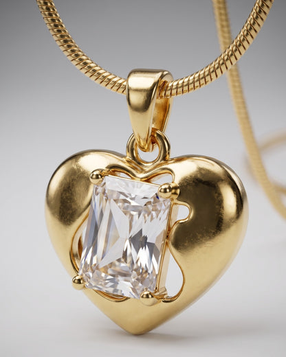 Solira Gem Heart Pendant Necklace cinematic close view